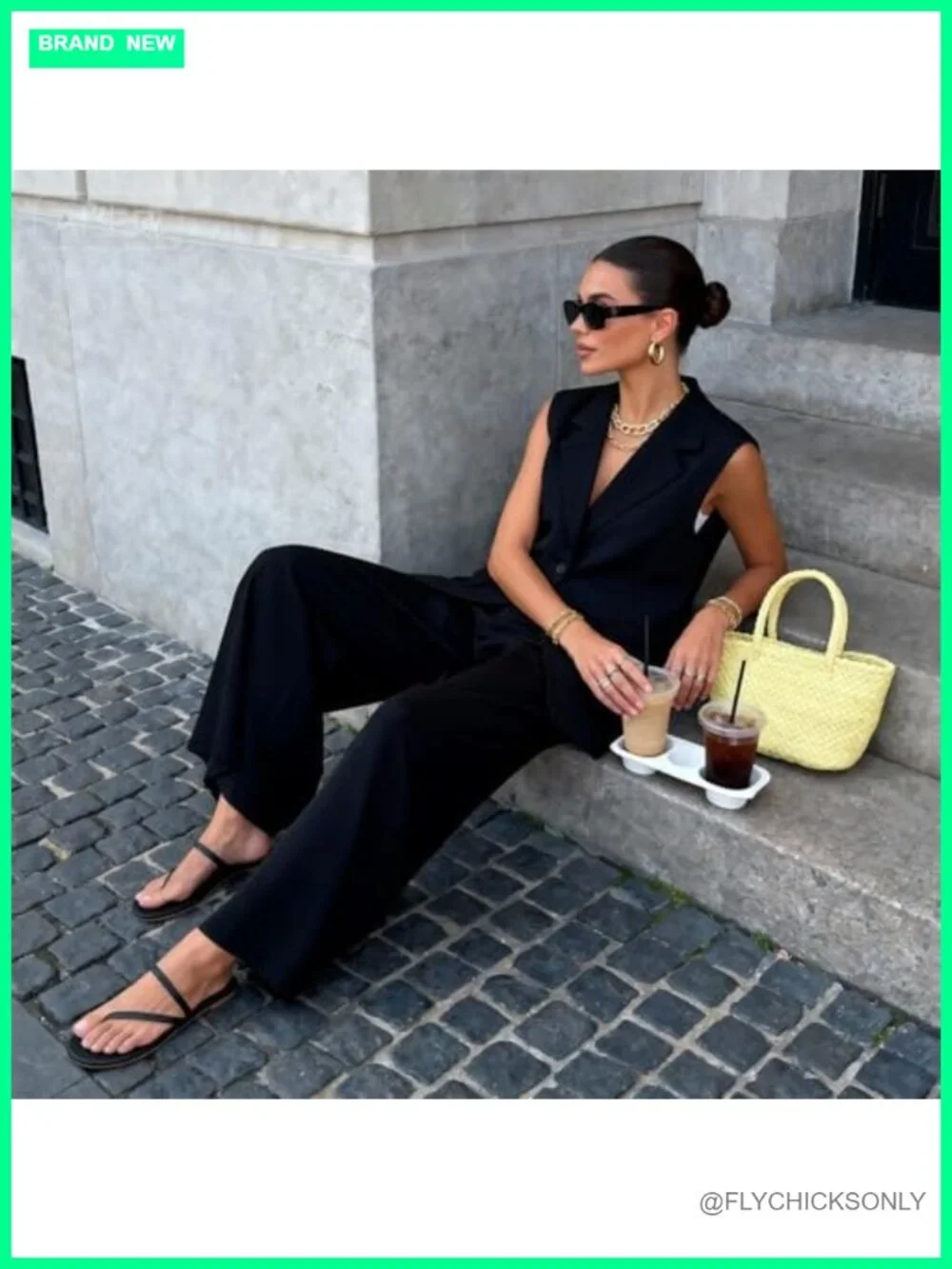 Strappy Open Toe Flat Sandals with Vegan Leather, Lightweight Flip Flops for